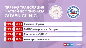 Матчи Чемпионата GÜVEN CLINIC Любительской мини-футбольной лиги Крыма во Втором дивизионе