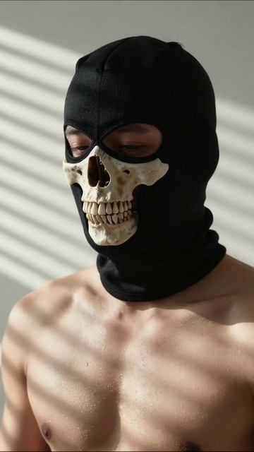 Загадочный образ: человек в маске черепа #маска #череп #стиль