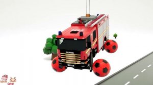 Учим цвета с помощью резервуара для воды с шарами для боулинга и специального грузовика