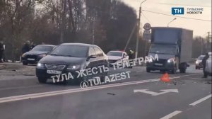 В Тульской области на трассе М-2 серьезно столкнулись Opel и Mitsubishi
