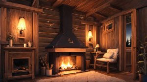 Тёплый камин в доме — уютная анимация для сна