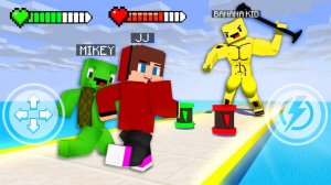 Джей Джей и Майки в игре Мышечный РАШ против Бананакида