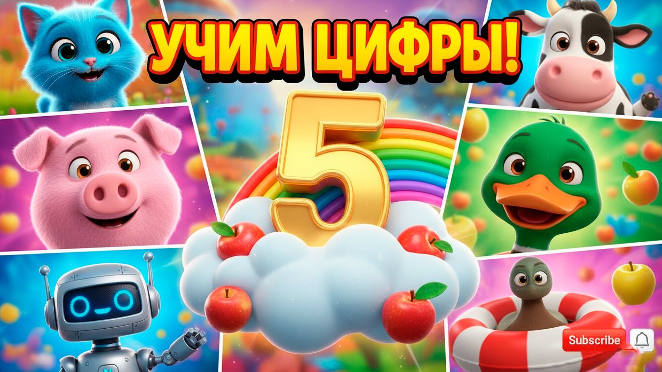 МЕГА-СЧЁТ! 🍎 Учим цифры от 5 до 10 с животными!