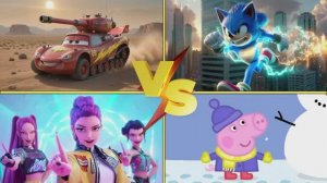 Битва Великанов: Танк Маккуин, Свинка Пеппа, Соник и К-Поп Охотник в Тайлс Хоп