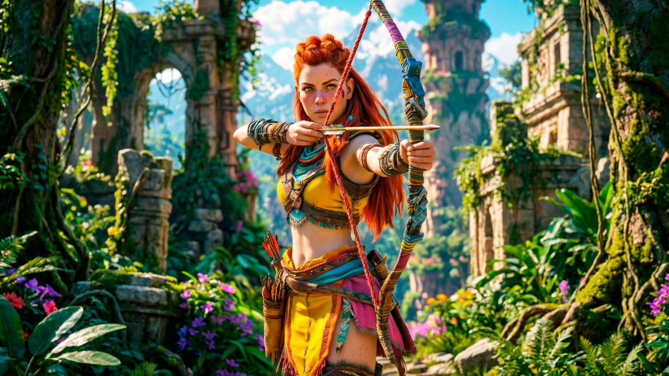 Элой из Horizon Zero Dawn на охоте #HorizonZeroDawn #Элой #Постапокалипсис