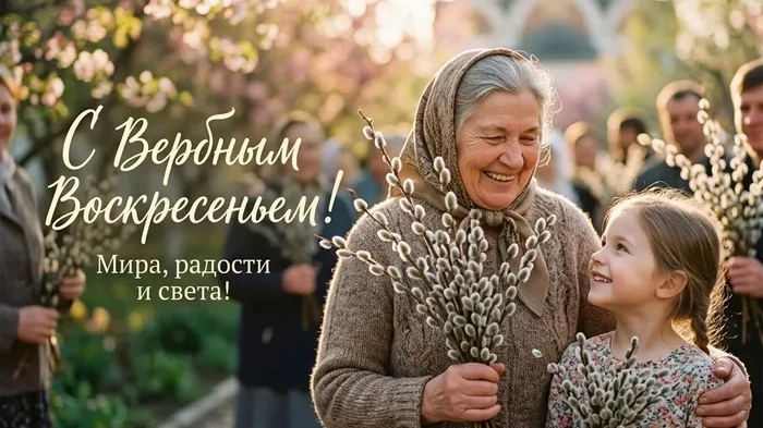 Верба - к счастью. С Вербным воскресеньем. Роскошная музыкальная открытка.