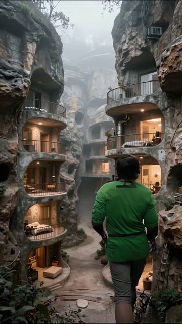 Уникальное жилье в скалах: Архитектура и природа #архитектура #жилище #дизайн