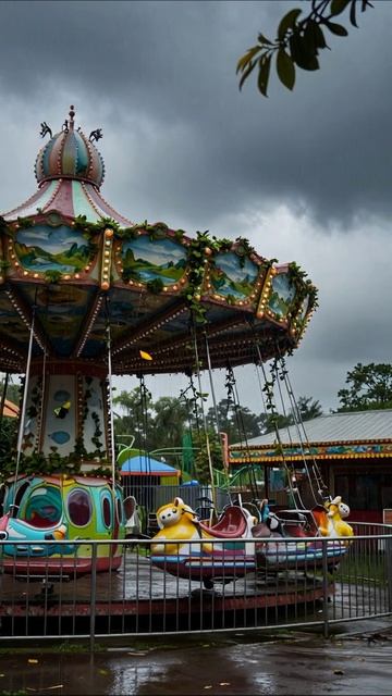 Заброшенные аттракционы под дождем #паркаттракционов #заброшенноеместо #дождь