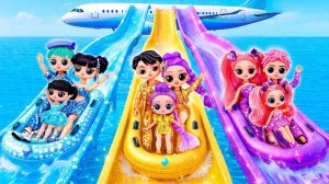 Золотая, голубая и фиолетовая семья Huntrix в самолёте! Поделки для кукол L.O.L.