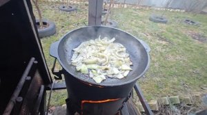 Ужин на костре."Яишня по спартански"..