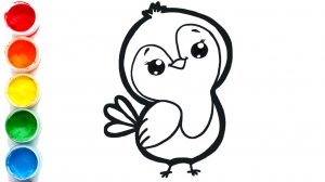 Мультик для детей-Рисование птички для детей\Как нарисовать ПТИЧКУ