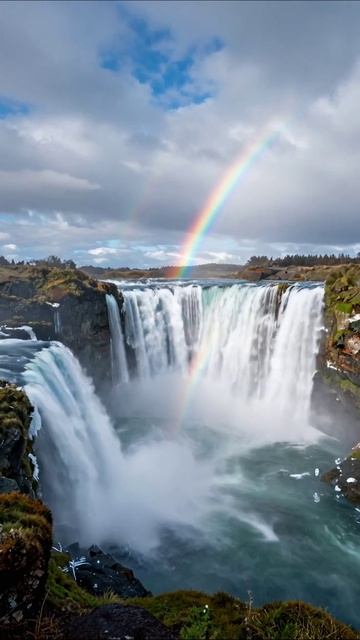 Водопады и радуга: красота природы #водопады #природа #радуга