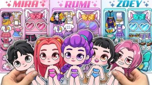 Бумажные поделки из K-Pop Demon Hunters для переодевания в игровую книгу "Мир аватаров" ASMR