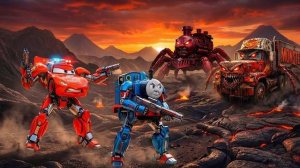 Котенок находит Молнию Маккуина! Робот Томас против гигантского монстра