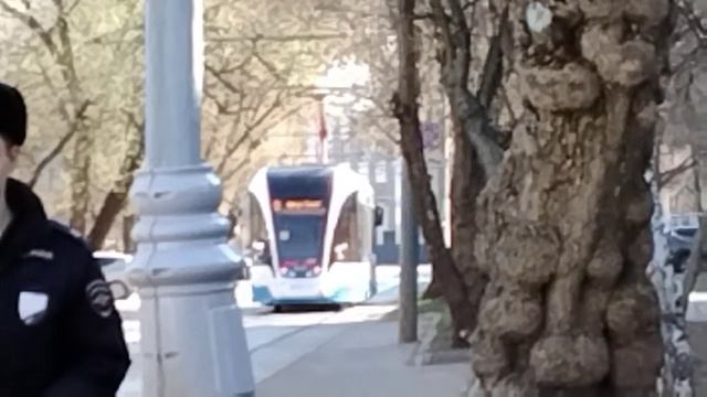 Трамваи Витязь и Львёнок едут по Коптевской улице по маршруту 27, 23 и 30.