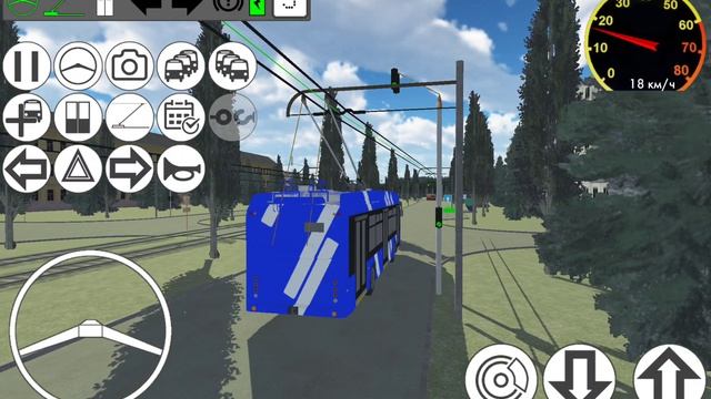 Поездка на троллейбусе TROLZA по маршруту 5 (Micro troleybus simulator).