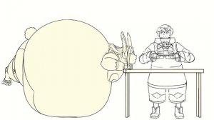 Mirko is being fattened up with pancakes