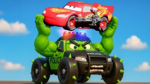 Мультики Молния Маккуин: дерзкий побег от полиции Халка!