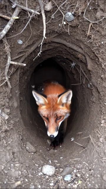 Лисица в своем логове: удивительный взгляд на диких животных #лиса #природа #дикоживотные