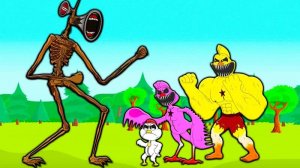 Сиреноголовый против семьи качка цыпленка Пинаки. Поппи плейтайм 3