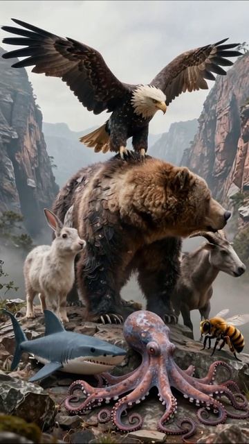 Дикая природа: союз зверей и морских обитателей #природа #животные #приключения