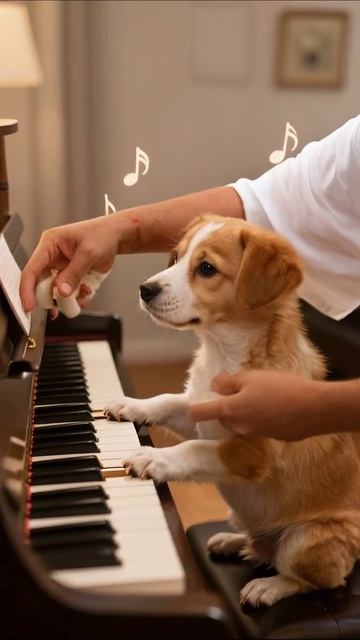 Собака играет на пианино: музыкальный талант питомца! #собака #пианино #музыка