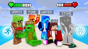 Джей Джей и Майки со всеми девушками-стихиями - Травой, Огнем, Водой и Камнем. Майнкрафт Мультик