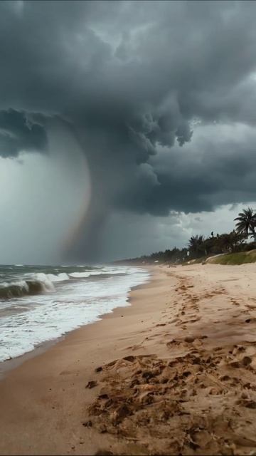 Ураган на побережье: потрясающие кадры природы #природа #ураган #море