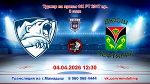 04.04.2026 АЙСБЕРГ (Менделеевск) - НЕФТЯНИК (Лениногорск) Турнир на призы ФХ РТ 2017 г.р. LIVE 12:30