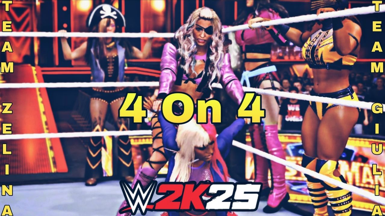 WWE 2K25 Anime Style — Команда Зелины Веги против Команды Джулии