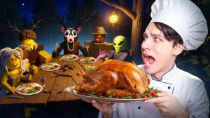 ПОЗВАЛ ОЛЕНЯ НА ОБЕД, А ОН ВНАТУРЕ ЛЮДОЕД! 😱 ПРАЗДНИЧНЫЙ УЖИН В 99 НОЧЕЙ В ЛЕСУ