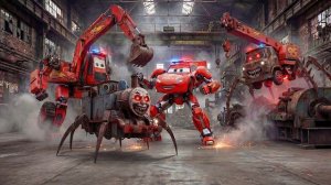 Котенок находит полицейского Молнию Маккуина! Монстр Томас и Монстр Крейн спасают его