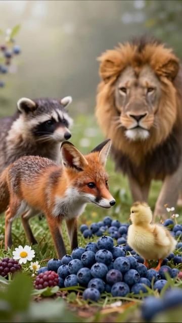 Друзья в лесу: лиса, воришка и лев #природа #животные #друзья