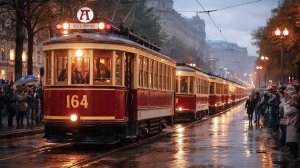 Исторические трамваи прошли парадом по улицам Москвы, превратив город в живой музей транспорта