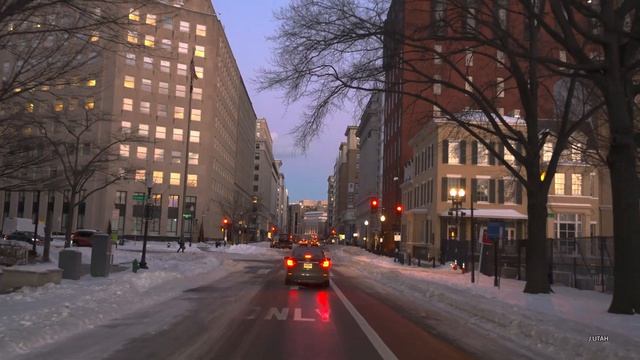США. Вечерняя поездка по зимнему Вашингтону в формате 4К