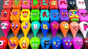 Мультики для малышей. Разноцветные коробочки, яйца, игрушки пищалки, блоки с цифрами, глина-слайм