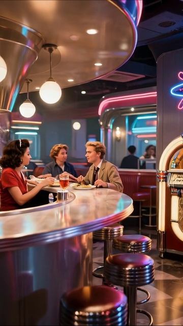 Винтажная атмосфера: уютный кафе с джукбоксом #винтаж #кафе #атмосфера