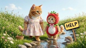 Мама-кошка наблюдает – первый храбрый поступок маленького котенка!