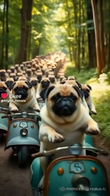 мопсики на мотоцикле