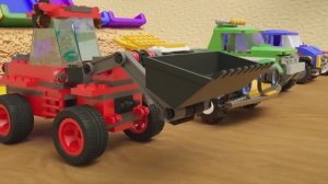 Детский мультфильм и песенка - Трактор, Грузовик, Гараж для строительных машин - Конструктор Lego