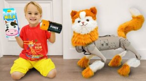 Настоящий кот против Робокота - Забавная история игрушек для детей!