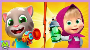 Говорящий Том против Маши и Медведя.Погоня в Парке Развлечений и Лесу.Кто Круче