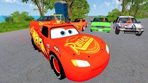 Молния Маквин и Тачки: Мега Краш-Тест с Обрыва! 🏎️💥 Машинки в BeamNG.drive