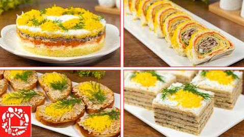 4 ХИТА из Мимозы! Салат, рулет, бутерброды и закуска — всё на одном столе!