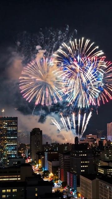 Зажигательные фейерверки над городом #фейерверк #город #праздник