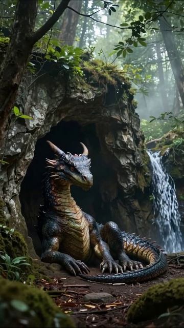 Дракон в таинственном лесу #дракон #фантазия #лес