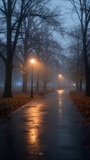 Туманное утро в парке #природа #туман #осень