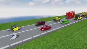 Мультики для детей . Мультик про машинки . Машинки разного размера преодолевают препятствия .