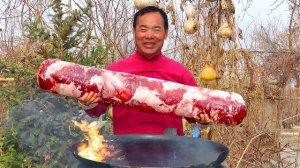 Лучший стейк! 5 кг говядины, нарезанной тонкими ломтиками и обжаренной на раскаленной сковороде