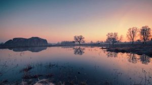 Деревенский пейзаж на рассвете